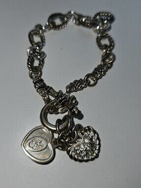 Premium Design Two Hearts Silver Plated Vintage Bracelet‎